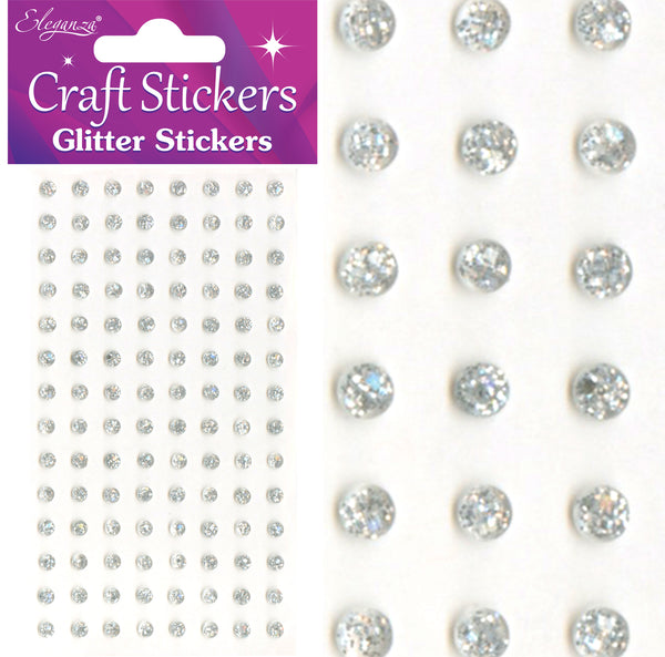 Eleganza Craft Stickers 4mm 112 Glitter gems Silver No.24