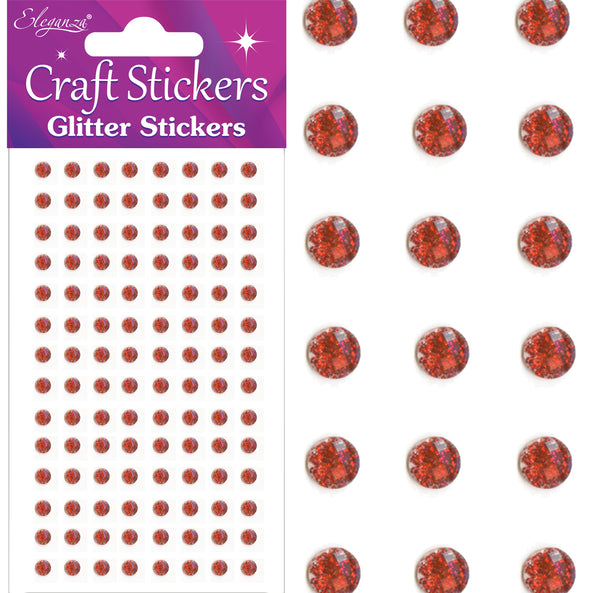 Eleganza Craft Stickers 4mm 112 Glitter gems Red No.16