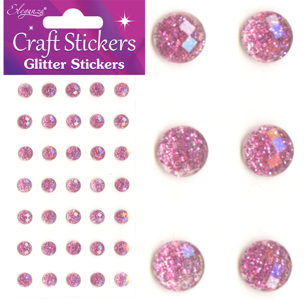Eleganza Craft Stickers 8mm 35 Glitter gems Lt. Pink No.21