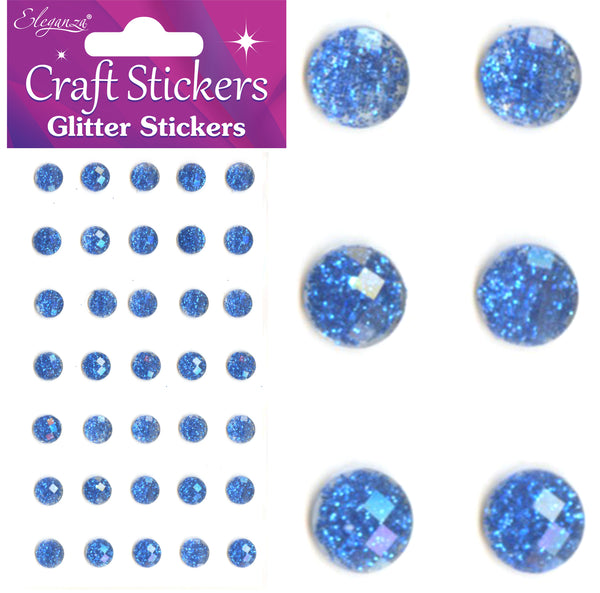 Eleganza Craft Stickers 8mm 35 Glitter gems Royal Blue No.18