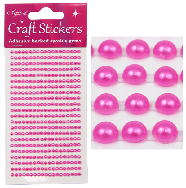 Eleganza Craft Stickers 3mm x 418 Pearls Fuchsia No.28