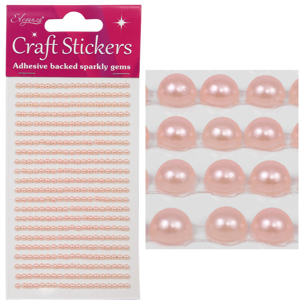 Eleganza Craft Stickers 3mm x 418 Pearls Pink No.21