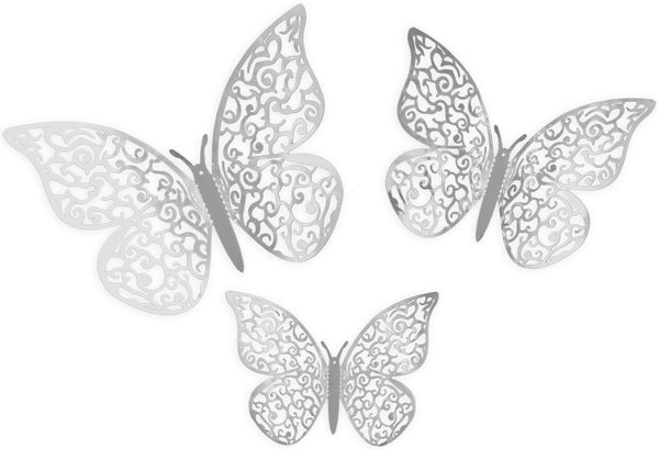 3D Adhesive Butterflies Silver - (12 Pack)