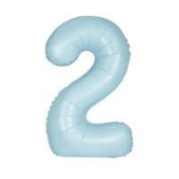 34" Matte Powder Blue Number 2 Shaped Foil Balloon (Non Inflated)