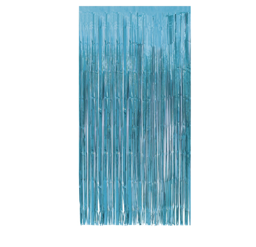 Baby Blue Foil Fringe Door Curtain - (1m x 2m)