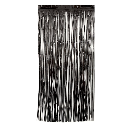 Black Foil Fringe Door Curtain - (1m x 2m)