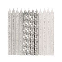 Glitter and Silver Spiral Birthday Candles - (24 Pack)