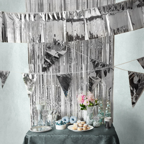 Foil curtain silver metallic - (200 x 100 cm)