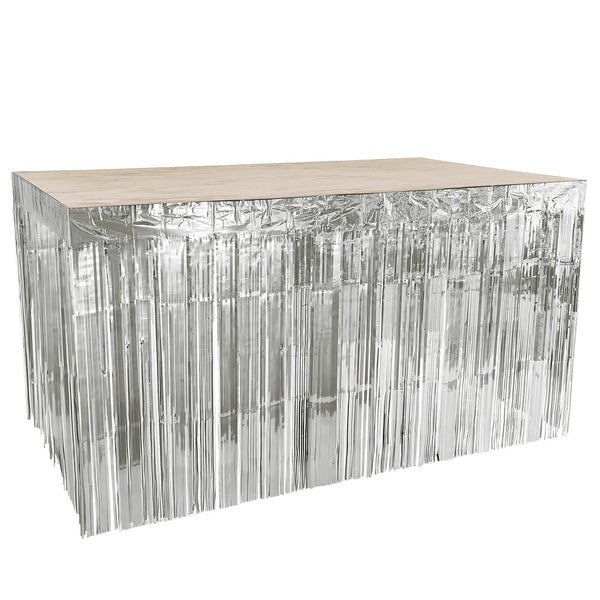 Table skirt metallic silver