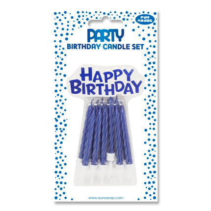 Blue metallic cake candle set