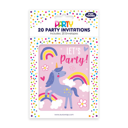 Unicorn party invites - (20 Pack)
