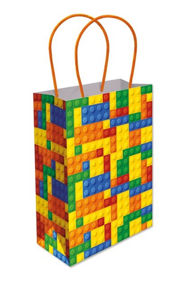 Bricks Paper Bag with Handles - (16x22x9cm)