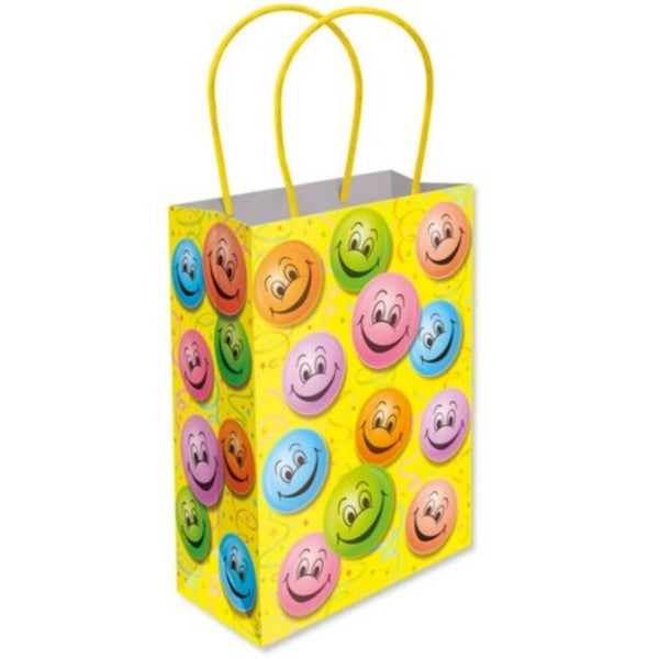 Happy Face Paper Bags with Handles - (16x22x9cm)