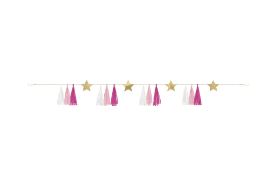 Gold Foil Star Garland with Tassels - (6 ft)