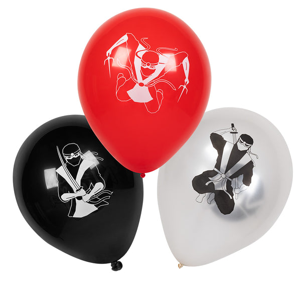 Latex balloons 'Ninja' 3 colours double sided (25 cm) - (6 Pack)