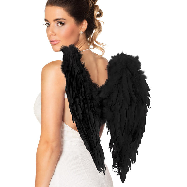 Angel wings folded black - (50 x 50 cm)