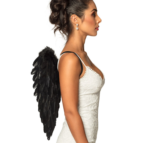 Angel wings folded black - (50 x 50 cm)