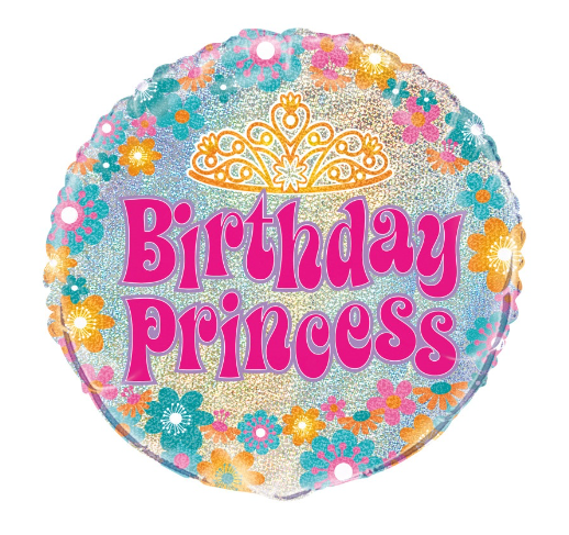 Birthday Princess Prism Round Foil Balloon - (18" )