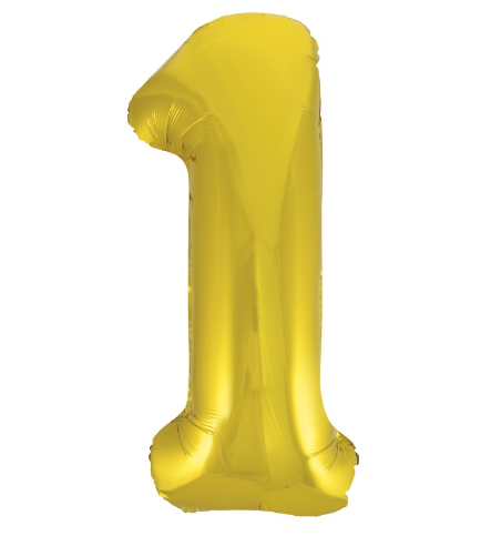 34" Classic Gold Number 1 Shaped Foil Balloon (Non Inflated)