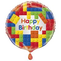 Building Blocks Birthday Round Foil Balloon - (18")