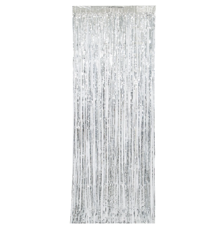 Silver Fringe Door Curtain - (3 x 8 ft)