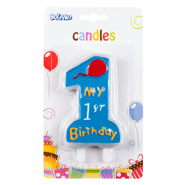 Set Candle 'My 1st birthday' with holder blue