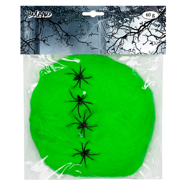 Cobweb light green with 4 spiders - (60 g )