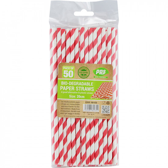 Party Straws Paper (6x197mm) - (50 Pack)
