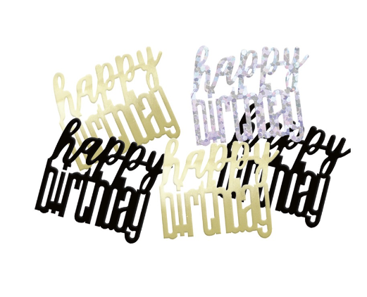 GLITZ Happy Birthday Black Foil Confetti - (14g)