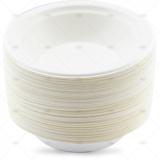 Plates Bagasse Bowl White (12oz) - (50 Pack)