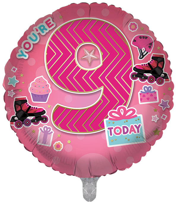 You're 9 Today Pink Foil Balloons - (18")