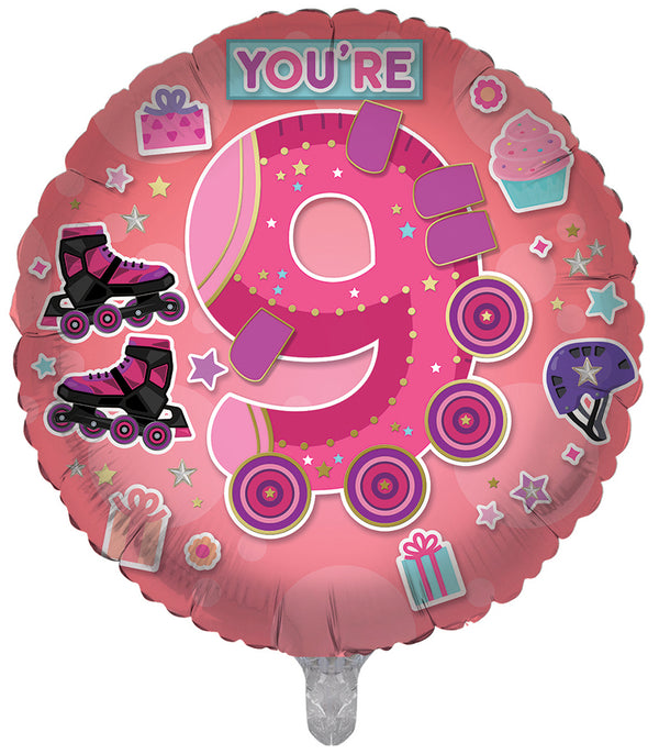You're 9 Today Pink Foil Balloons - (18")