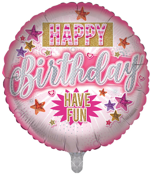 Happy Birthday Best Wishes Pink Foil Balloons - (18")