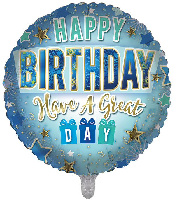 Happy Birthday Best Time To Celebrate Blue Foil Balloons - (18")