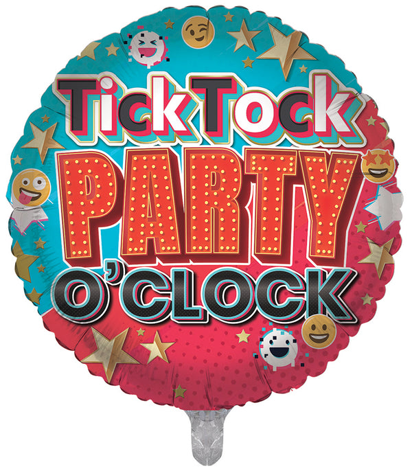 TickTock Time To Party  Foil Balloons - (18")