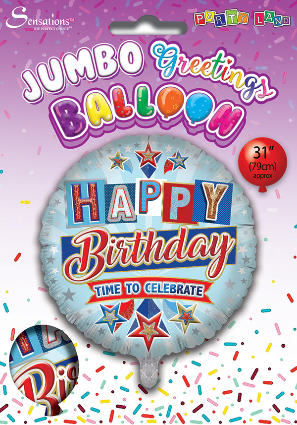 Happy Birthday time to celebrate Blue Foil Balloons - (31")