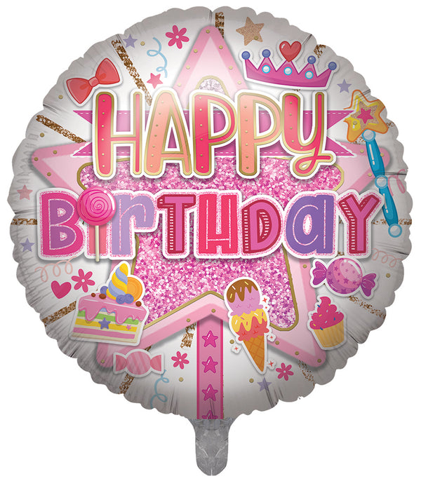 Happy Birthday Pink Foil Balloons - (31")