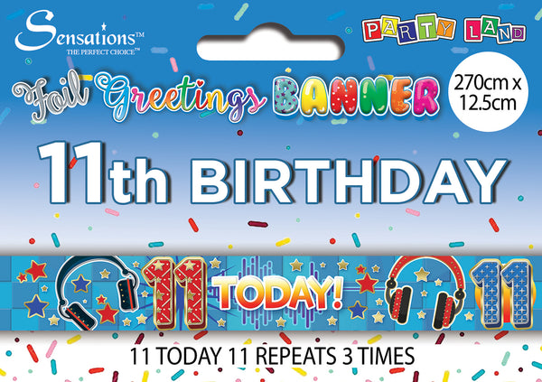 11th Today Foil Banners Blue- (270cm x 12.5 cm)