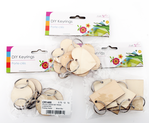 DIY WOOD KEY RINGS (6 PACK)