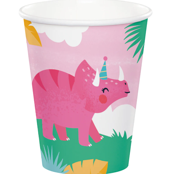 Girl Dino Paper Cups (8 Pack)