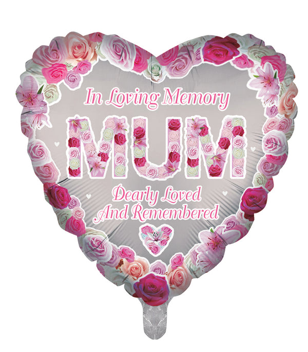 In Loving Memory Mum Heart Shape Foil Balloons - (18")