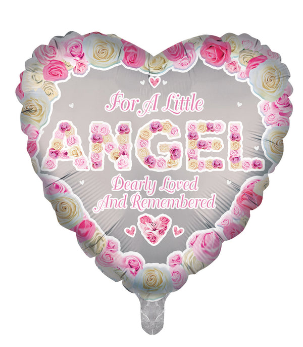 Angel Pink Heart Shape Foil Balloons - (18")