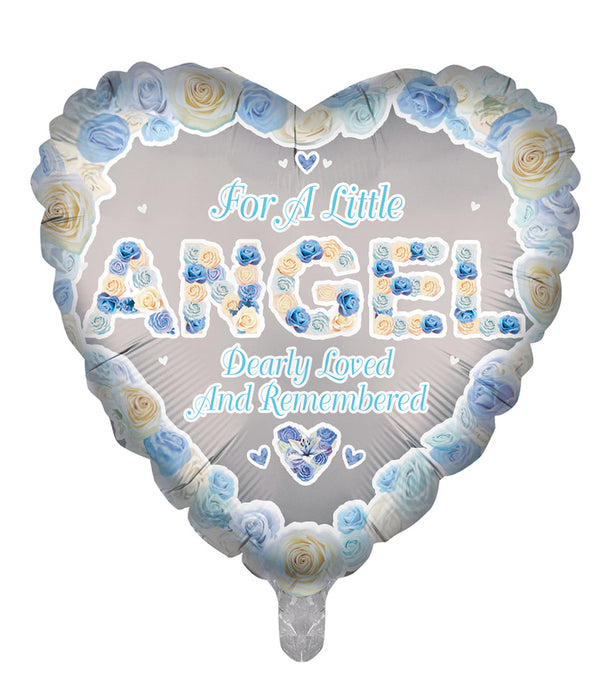 Angel Blue Heart Shape Foil Balloons - (18")