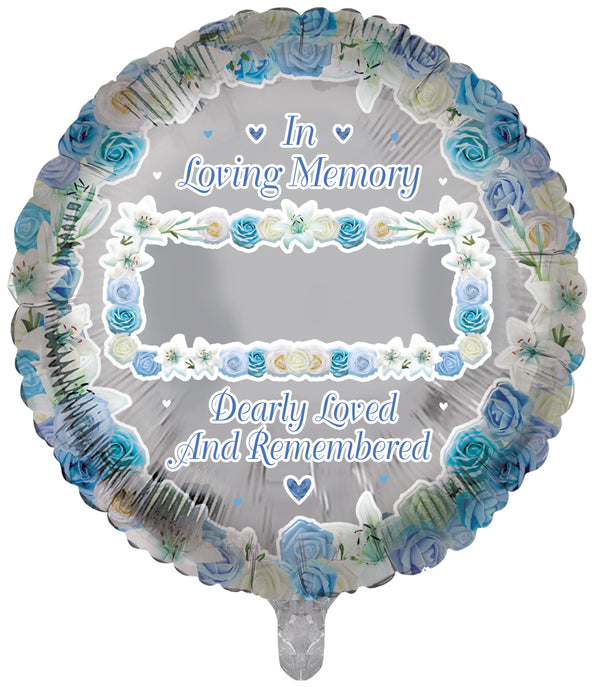 In Loving Memory Personalised Blue Round Shape Foil Balloons - (18")