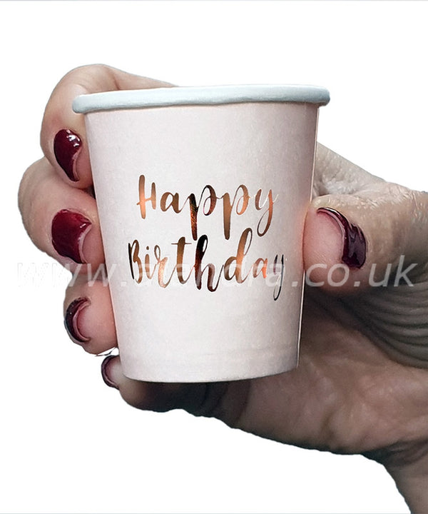 Rose Gold Happy Birthday Drinking Shot Cup - (10 Pack )
