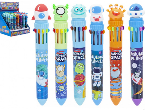 SPACE DESIGN 10 COLOUR PEN in 6 Assorted Designs