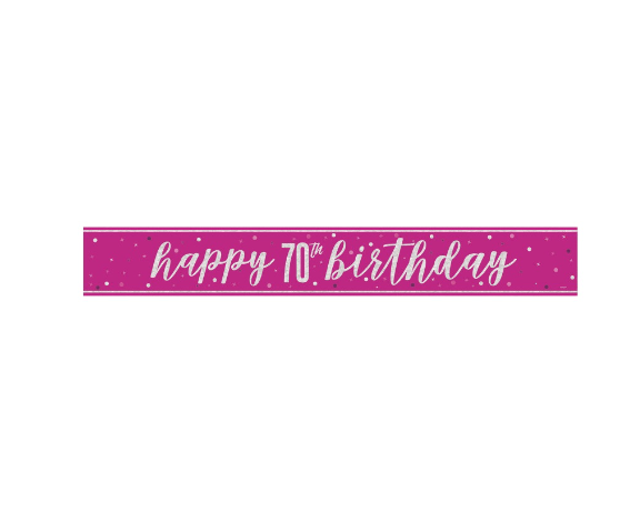 GLITZ Pink 70 Prism Foil Banner - (9 ft)