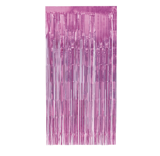 Pastel Pink Foil Fringe Door Curtain - (1m x 2m)