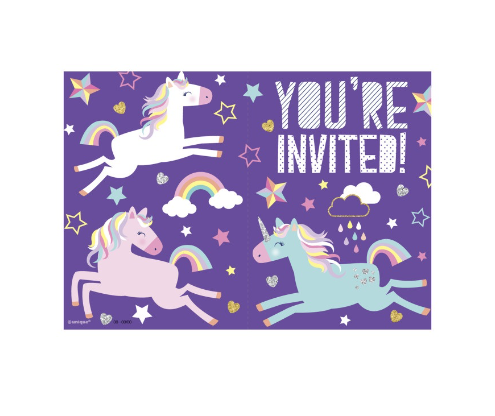 Unicorn Invitations - (8 Pack)