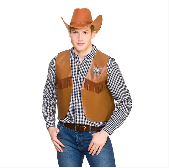 Cowboy/Sheriff Waistcoat - BROWN - (14+)